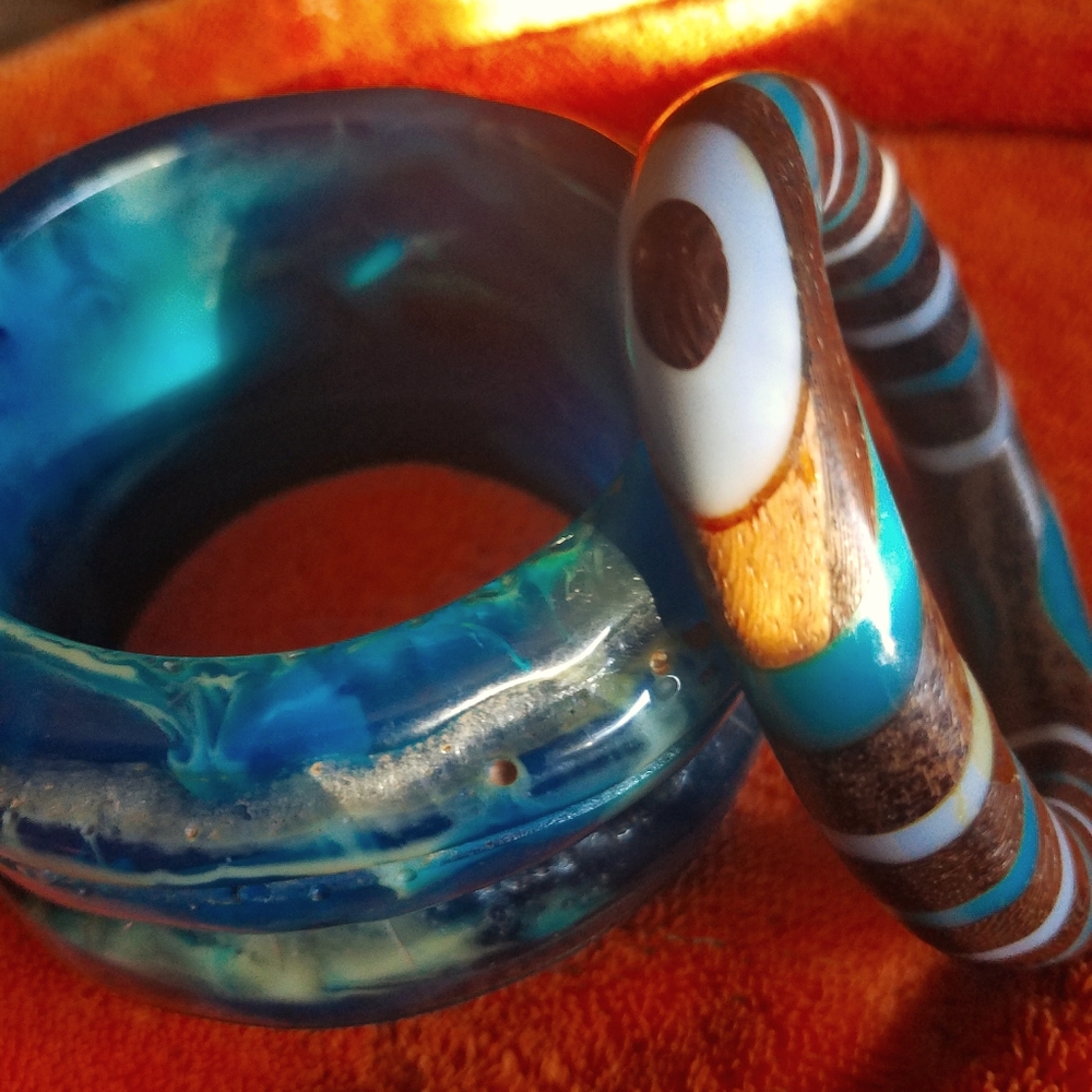 Dominique Denaive Resin & Wood Bangles. France
